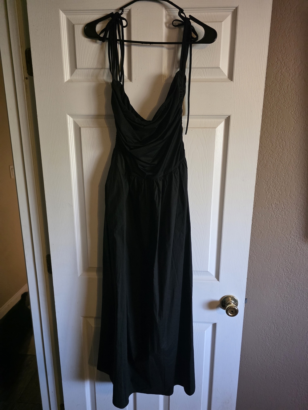 Black Midi Dress with Tie Straps